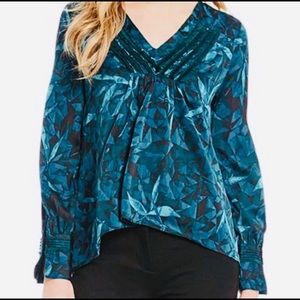 H by Halston Peacock All Over Leaves Blouse